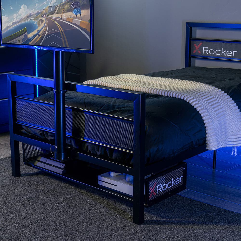 Basecamp Gaming Bed with TV Mount, Black, Twin - X Rocker