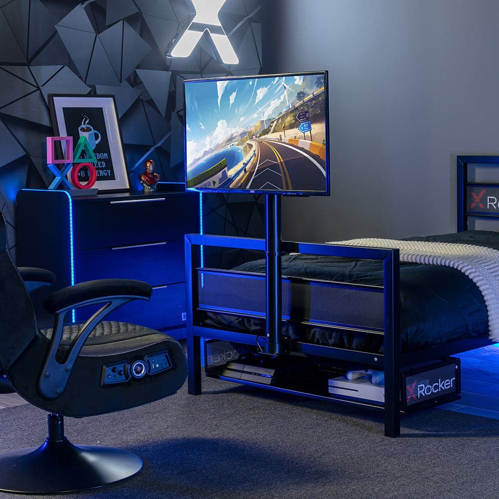 Basecamp Gaming Bed with TV Mount, Black, Twin - X Rocker