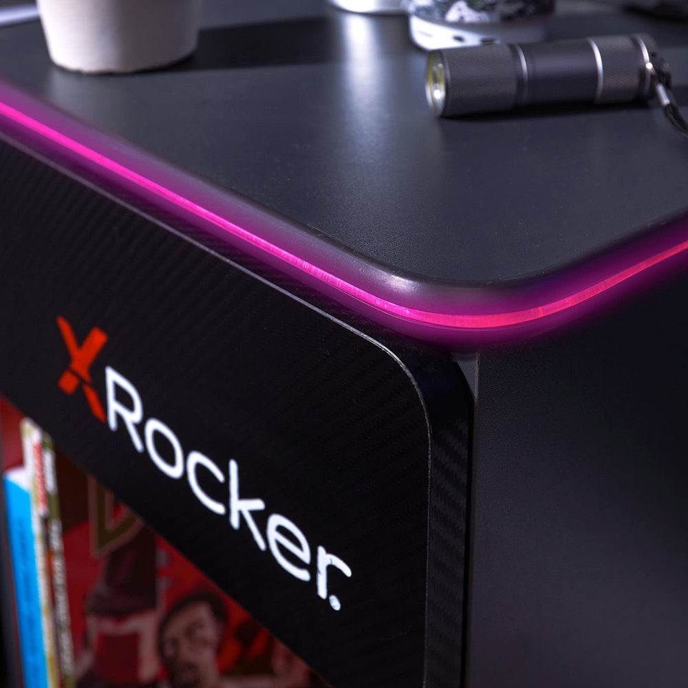 Carbon-Tek End Table with Wireless Charging and LED Lights - X Rocker
